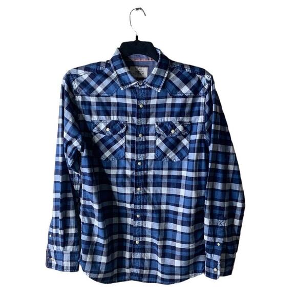 Flag & Anthem Flannel Plaid Shirt Mens M Long Sleeve Chest Pocket Button Preppy - Picture 3 of 11